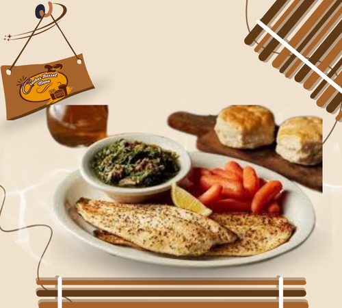 Grilled rainbow trout seasoned with lemon pepper at Cracker Barrel