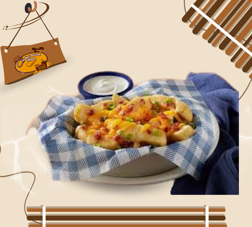 Cheesy loaded steak fries topped with crispy bacon