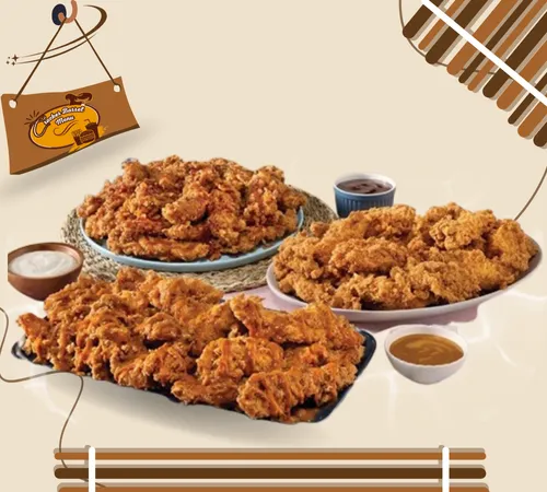 Trio of chicken tenders with dipping sauces In Cracker Barrel catering Menu