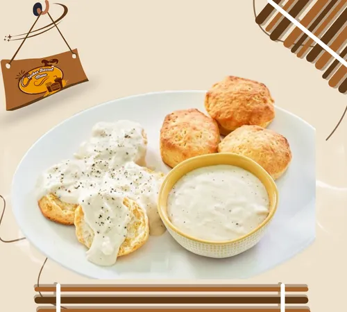 Comforting country-style biscuit breakfast, a Cracker Barrel classic