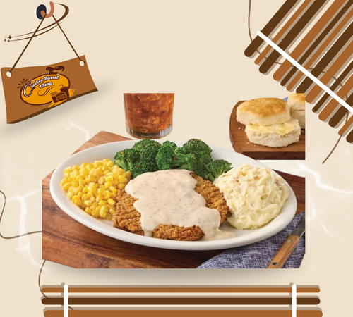 Southern-style fried steak meal served at Cracker Barrel