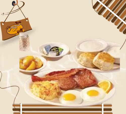 Traditional breakfast plate at Cracker Barrel with Southern flavors