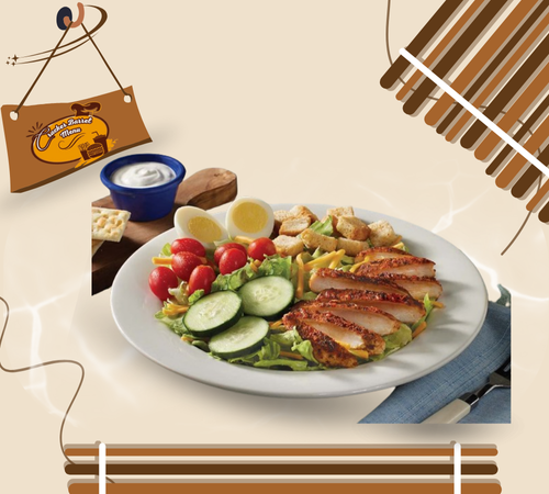 Hearty homestyle salad featuring seasoned chicken by Cracker Barrel