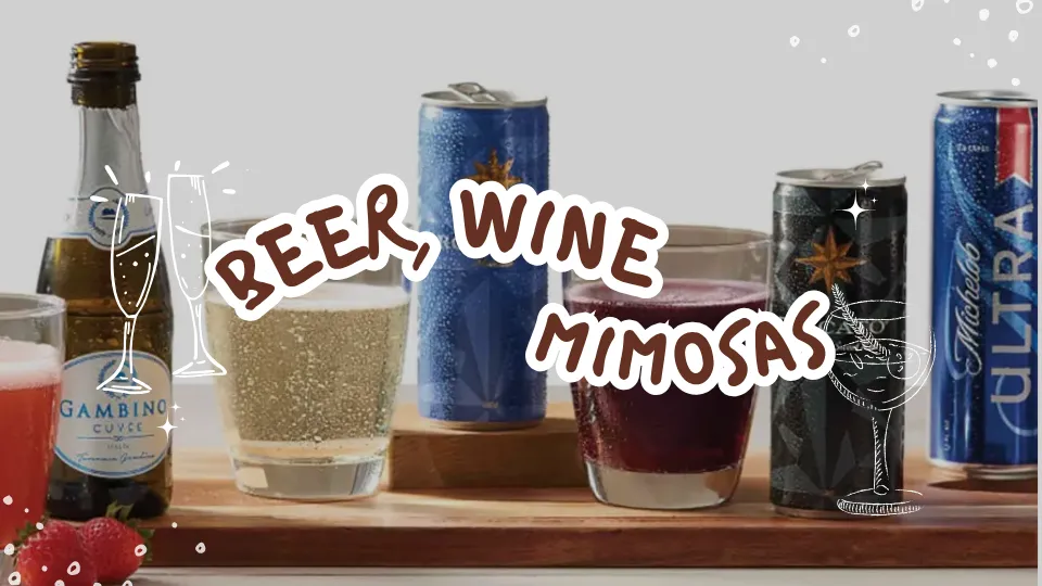 Glasses of wine and mimosas served at Cracker Barrel USA