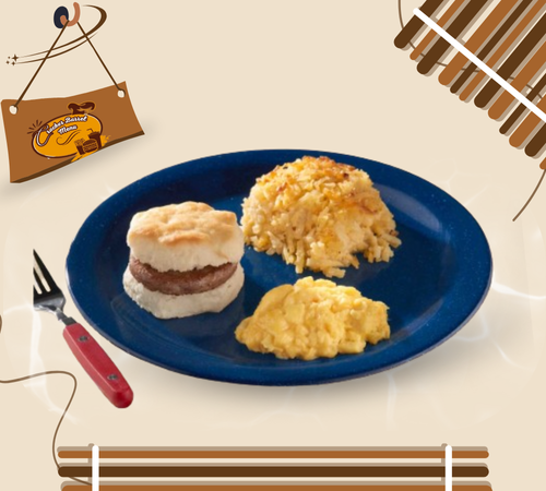 Fluffy biscuit sandwich meal on the Cracker Barrel kids plate