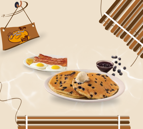 Blueberry pancake breakfast served at Cracker Barrel