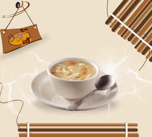 Small serving of Cracker Barrel chicken n’ dumplin soup