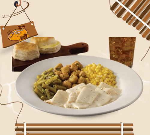 Comforting Cracker Barrel Chicken n' Dumplins dish — a Southern dinner favorite.