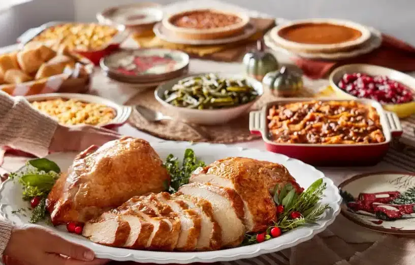 Packed holiday meal ready for Thanksgiving heat-and-serve