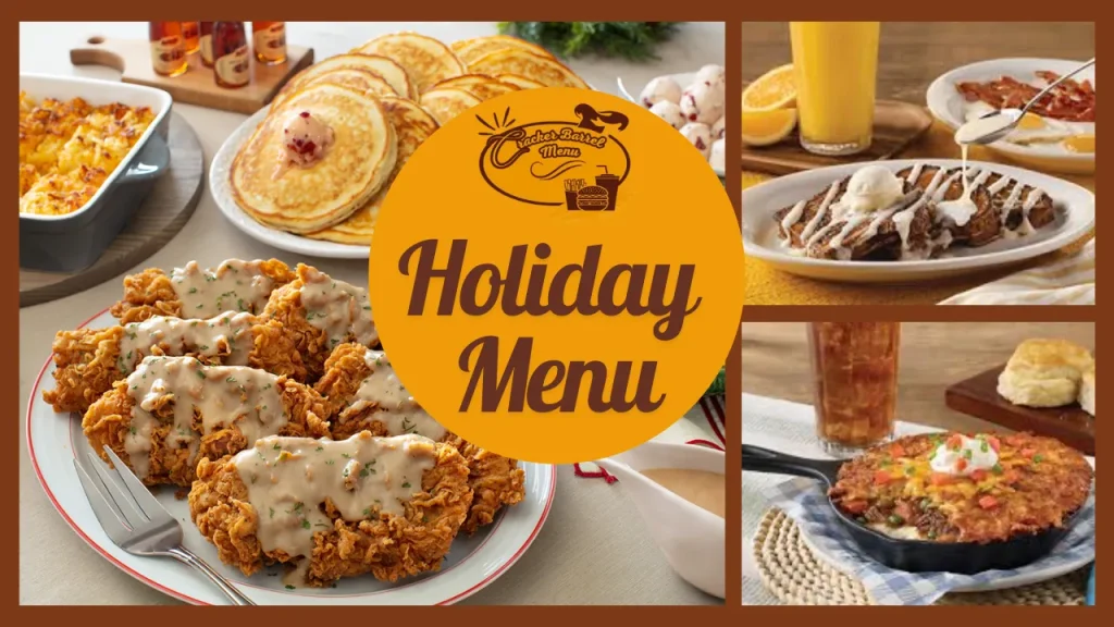Cracker Barrel Holiday Menu items for 2025 featuring heat n’ serve meals.