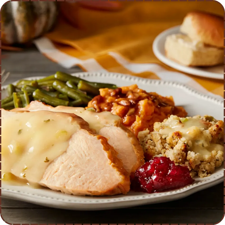 Homestyle turkey dish served with cranberry relish