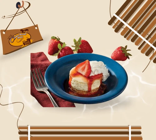 Sweet mini cheesecake with strawberries at Cracker Barrel