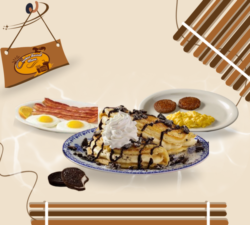 Sweet Oreo pancake breakfast option in Spring Menu