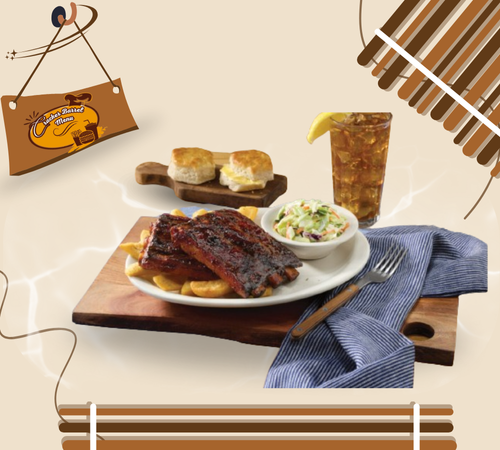 Smoky BBQ ribs platter from Cracker Barrel