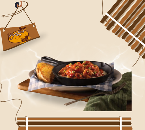 Shrimp and grits dish served hot at Cracker Barrel