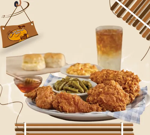 Golden-fried Southern Chicken from Cracker Barrel — crispy and juicy dinner favorite.