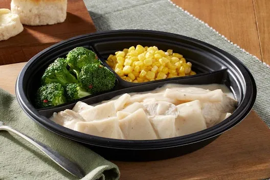 Chicken n’ Dumplins from Cracker Barrel catering, packed for 10