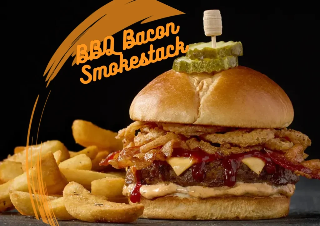 Cracker Barrel signature BBQ Bacon Smokestack sandwich served with pickles