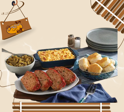 Homestyle Meatloaf platter served with biscuits

