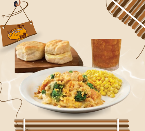 Cheesy broccoli chicken with biscuits