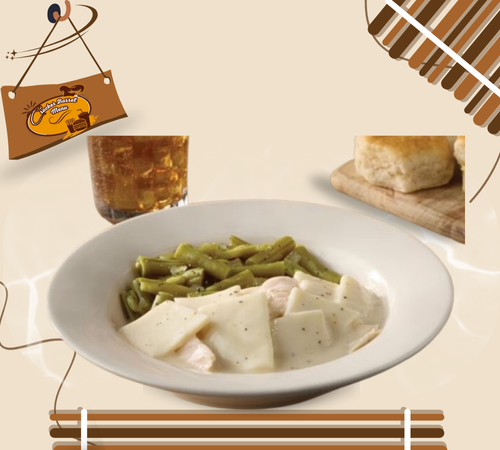 Chicken dumplins served with biscuits or muffins